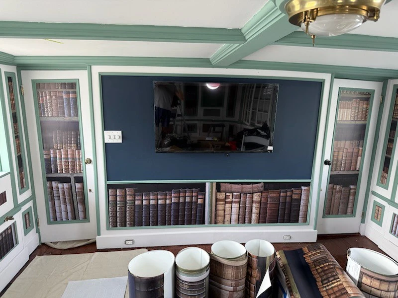 Luxury wallpaper installation in a Tucson living room